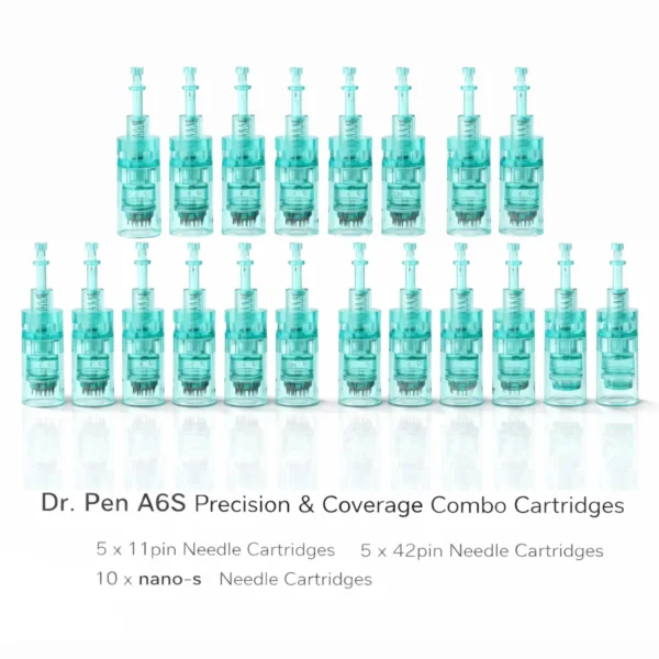 dr. pen a6s precision & coverage combo cartridges total 20pcs
