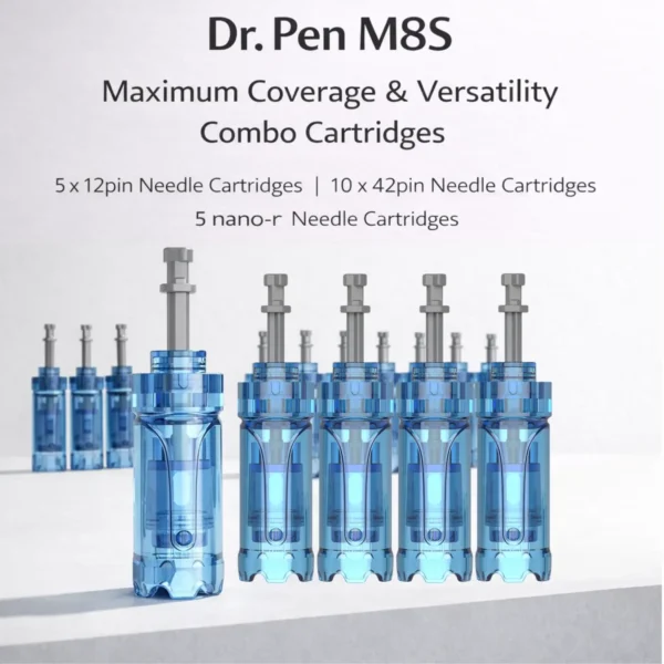 dr. pen m8s maximum coverage &versatility combo cartridges total 20pcs